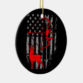 鹿狩りアメリカ国旗の弓狩り4番目 セラミックオーナメント (右)