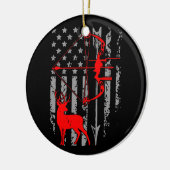 鹿狩りアメリカ国旗の弓狩り4番目 セラミックオーナメント (左)
