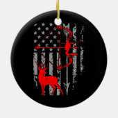 鹿狩りアメリカ国旗の弓狩り4番目 セラミックオーナメント (裏面)