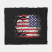 鹿狩りアメリカ国旗ホワイトテールバック〔雄ジカの〕枝角 フリースブランケット (正面(横))