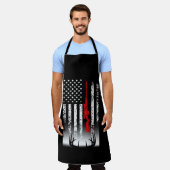 鹿狩りアメリカ国旗狩り エプロン (着用した状態)