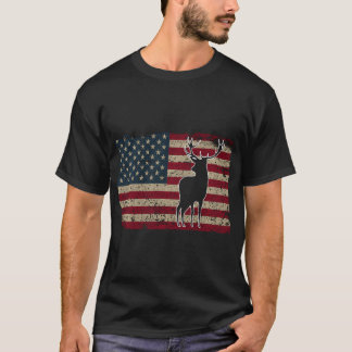 鹿狩りアメリカ国旗Usa誇りを持ったハンターギフトI Tシャツ