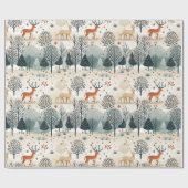 鹿狩りクリスマス〔雄ジカの〕枝角 ラッピングペーパー (フラット)