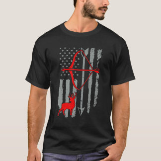 鹿狩りシャツ アメリカ国旗 アーチェリー 狩猟 ハンター Tシャツ