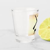 鹿狩りシルエットパーソナライズされた ショットグラス (左)