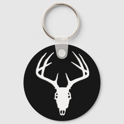 鹿狩りスカルと〔雄ジカの〕枝角 キーホルダー (正面)