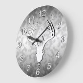 鹿狩りスカルと〔雄ジカの〕枝角 ラージ壁時計 (傾斜)