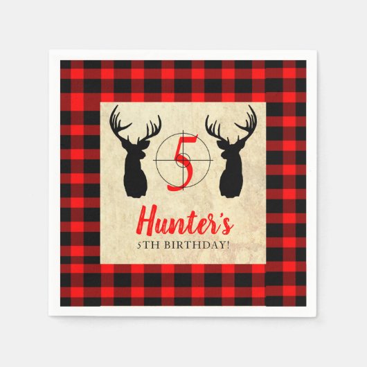 鹿狩りテーマバースデーパーティー スタンダードカクテルナプキン (正面)