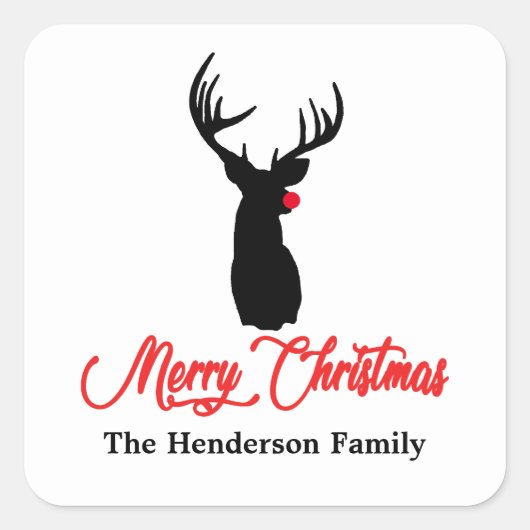 鹿狩りトナカイ スクエアシール (正面)