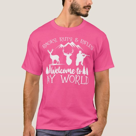 鹿狩りハンターラックRutsライフルMへようこそ Tシャツ (正面)