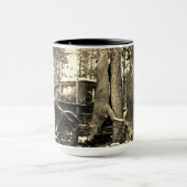 鹿狩りハンターヴィンテージ写真用カラスプラッシュ マグカップ (中央)