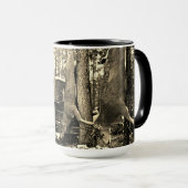 鹿狩りハンターヴィンテージ写真用カラスプラッシュ マグカップ (正面右)