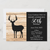 鹿狩りバッファロープレイドをテーマにした50誕生日 招待状 (正面)