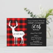 鹿狩りバッファロープレイドをテーマにした50誕生日 招待状 (スタンド正面)