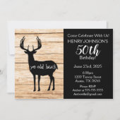 鹿狩りバッファロープレイドをテーマにした50誕生日 招待状 (正面)