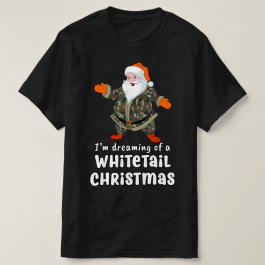 鹿狩りホワイトテールクリスマス迷彩柄サンタ Tシャツ (デザイン正面)