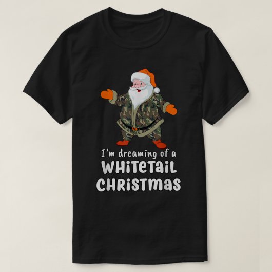 鹿狩りホワイトテールクリスマス迷彩柄サンタ Tシャツ (デザイン正面)