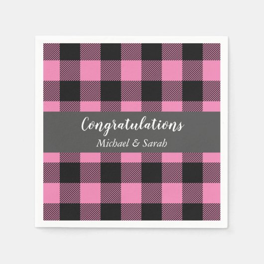 鹿狩りロッジベビーシャワー〔雄ジカの〕枝角ガールピンク スタンダードカクテルナプキン (正面)