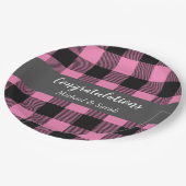 鹿狩りロッジベビーシャワー〔雄ジカの〕枝角ガールピンク ペーパープレート (アングル)