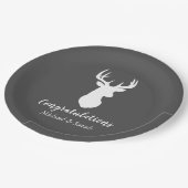 鹿狩りロッジベビーシャワー〔雄ジカの〕枝角ガールピンク ペーパープレート (アングル)