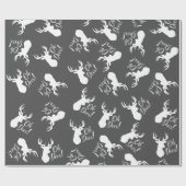 鹿狩りロッジベビーシャワー〔雄ジカの〕枝角ガールピンク ラッピングペーパー (フラット)