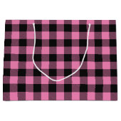 鹿狩りロッジベビーシャワー〔雄ジカの〕枝角ガールピンク ラージペーパーバッグ (正面)