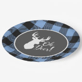 鹿狩りロッジベビーシャワー〔雄ジカの〕枝角ボーイブルー ペーパープレート (アングル)