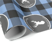 鹿狩りロッジベビーシャワー〔雄ジカの〕枝角ボーイブルー ラッピングペーパー (ロールコーナー)