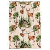 鹿狩りワイルドライフ素朴ホリディクリスマス ミディアムペーパーバッグ (裏面)