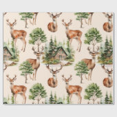 鹿狩りワイルドライフ素朴ホリディクリスマス ラッピングペーパー (フラット)