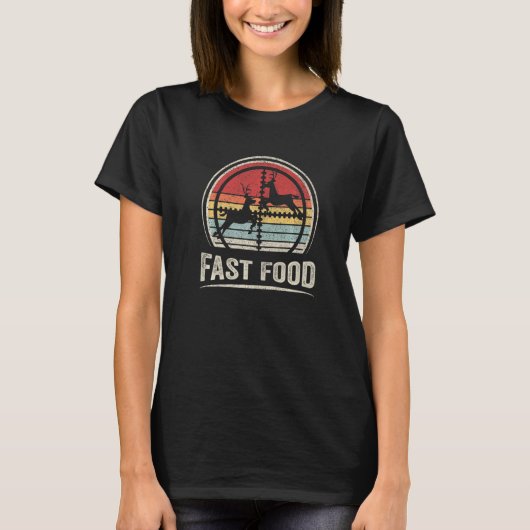 鹿狩りヴィンテージレトロハンターファーストフード Tシャツ (正面)
