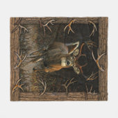 鹿狩り用毛布,パパ用贈り物,狩おもしろいり人 フリースブランケット (正面(横))