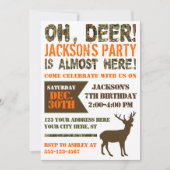 鹿狩り誕生日招待状 | 迷彩柄パーティー 招待状 (正面)