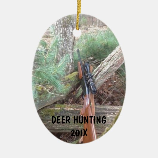 鹿狩り銃器 セラミックオーナメント (正面)