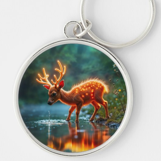 鹿白熱［赤熱］光を放つ魔法林酒の流れ キーホルダー (正面)