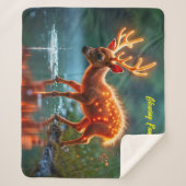 鹿白熱［赤熱］光を放つ魔法林酒の流れ シェルパブランケット (正面)