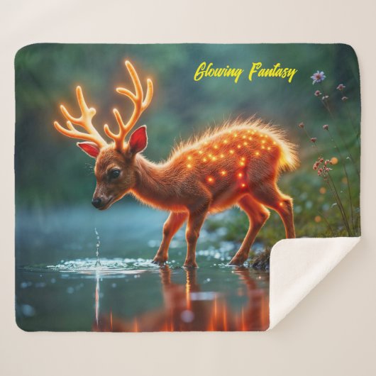 鹿白熱［赤熱］光を放つ魔法林酒の流れ シェルパブランケット (正面(横))