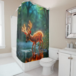 鹿白熱［赤熱］光を放つ魔法林酒の流れ シャワーカーテン