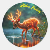 鹿白熱［赤熱］光を放つ魔法林酒の流れ ラウンドシール (正面)