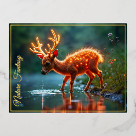 鹿白熱［赤熱］光を放つ魔法林酒の流れ 箔招待状ポストカード