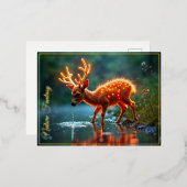 鹿白熱［赤熱］光を放つ魔法林酒の流れ 箔招待状ポストカード (正面/裏面)