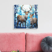 鹿科ステンドグラス窓 キャンバスプリント (インサイチュ (リビング))