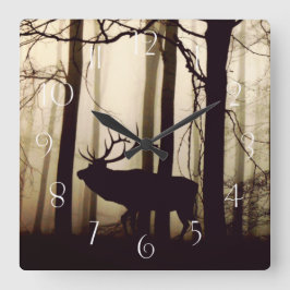鹿素晴らしのシルエット スクエア壁時計