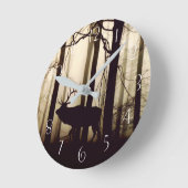 鹿素晴らしのシルエット ラウンド壁時計 (傾斜)