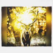 鹿素晴らし01 フリースブランケット (正面(横))