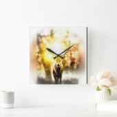 鹿素晴らし01-02 スクエア壁時計 (ホーム)