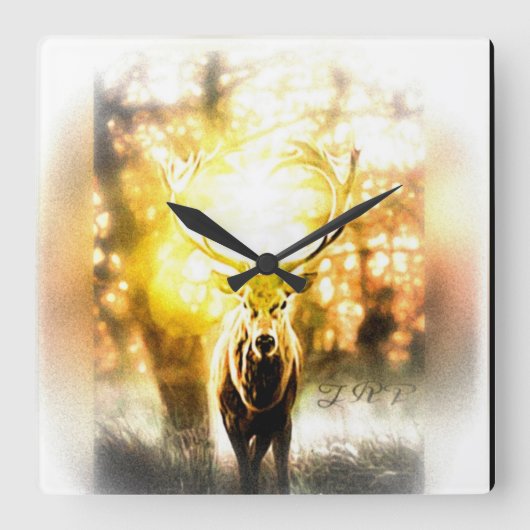 鹿素晴らし01-02 スクエア壁時計 (正面)