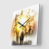 鹿素晴らし01-02 スクエア壁時計 (傾斜)