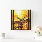 鹿素晴らし02-02 スクエア壁時計 (ホーム)