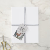 鹿素朴と冬の緑 ギフトタグ (より糸付き)